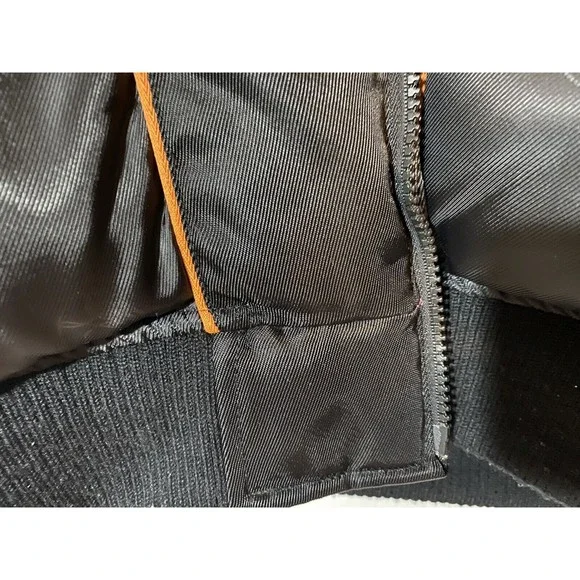 Sean John Mens Bomber Jacket Sz 2x Black Faux Fur Brown Collar Heavy Duty Vented - Picture 12 of 12